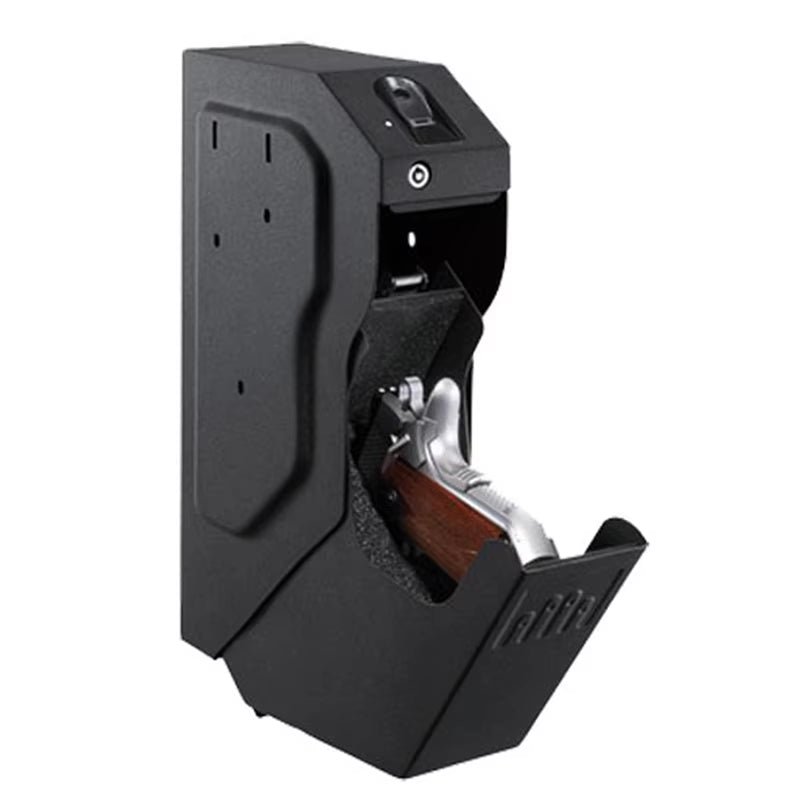 Biometric Pistol Safe with Fingerprint Access and Spare Key - High-Quality Steel Security Storage for Firearms - Inside The Bars