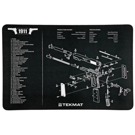 TekMat 1911 Pistol Cleaning Mat with Exploded Parts Diagram