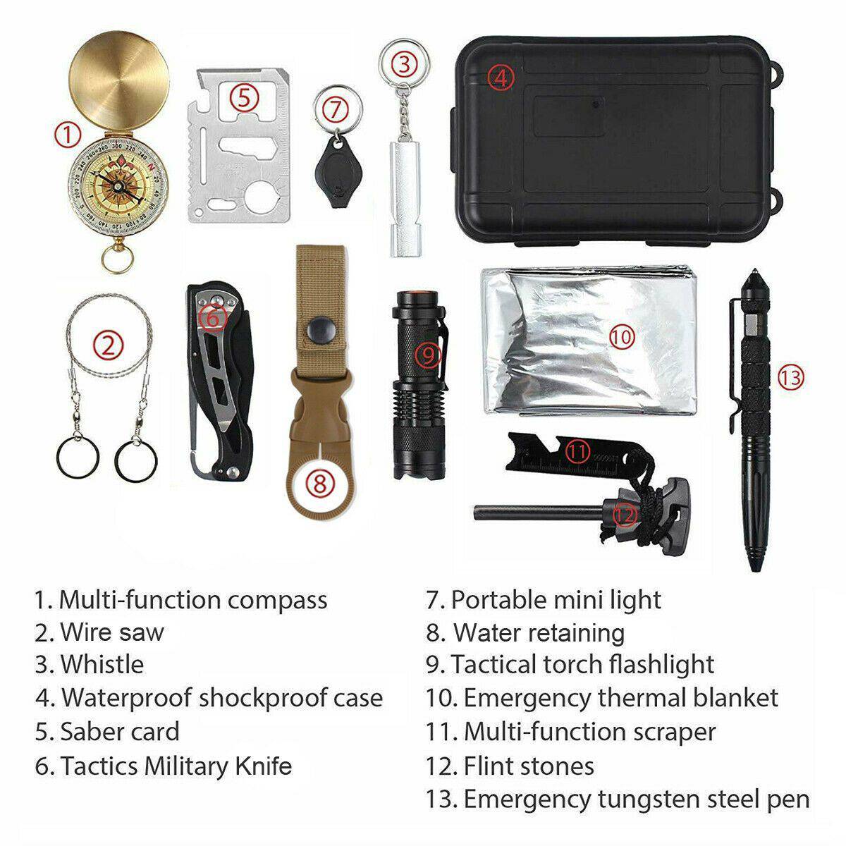 Ultimate 14-in-1 Outdoor Survival and Safety Kit for Emergencies - Inside The Bars