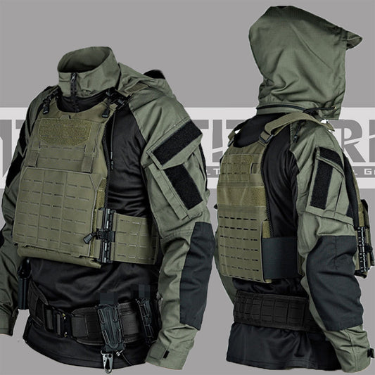 Black and Gray Tactical SP2 Battle Suit with Fire Retardant Features