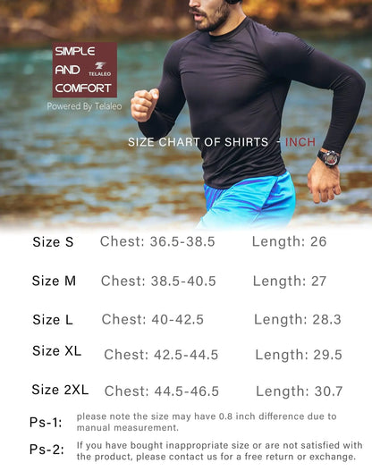 Men's 5-Pack UPF Long Sleeve Compression Workout Shirts