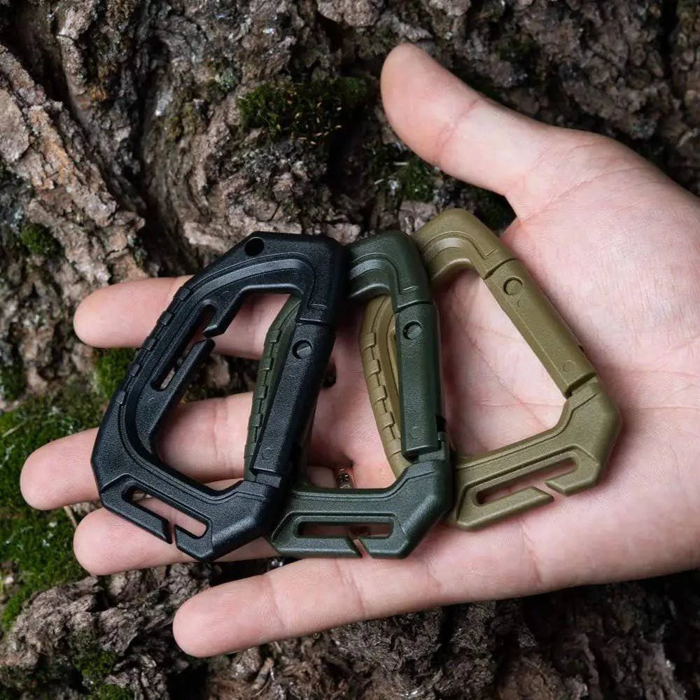 5 Pack of Durable Plastic Tactical Carabiners with Fast Spring Hook for Molle Webbing Gear and Accessories - Inside The Bars