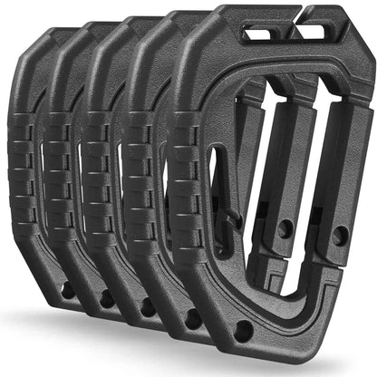 5 Pack of Durable Plastic Tactical Carabiners with Fast Spring Hook for Molle Webbing Gear and Accessories - Inside The Bars