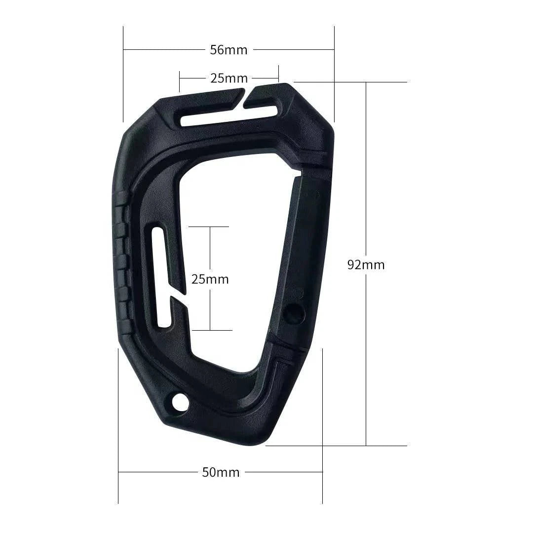 5 Pack of Durable Plastic Tactical Carabiners with Fast Spring Hook for Molle Webbing Gear and Accessories - Inside The Bars