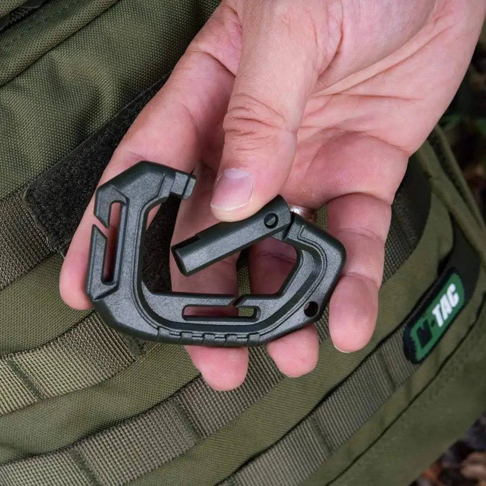 5 Pack of Durable Plastic Tactical Carabiners with Fast Spring Hook for Molle Webbing Gear and Accessories - Inside The Bars