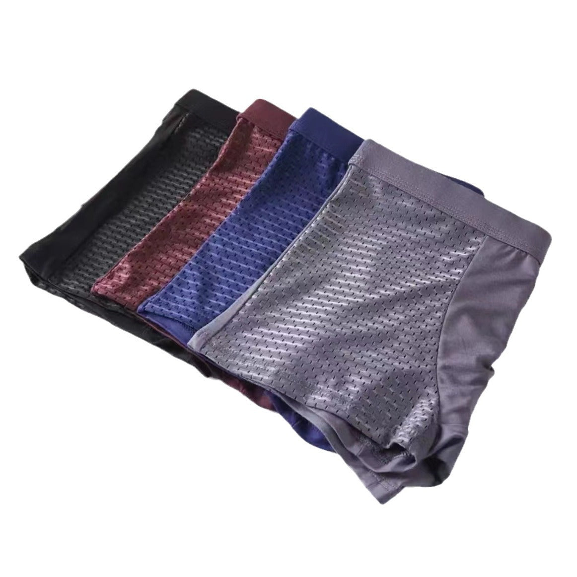 Men's High Elastic Ice Silk Mesh Boxer Briefs - Breathable and Comfortable Underwear