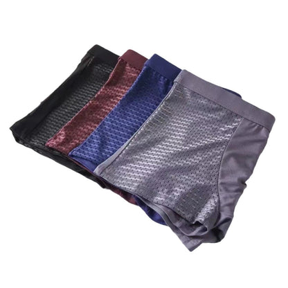 Men's High Elastic Ice Silk Mesh Boxer Briefs - Breathable and Comfortable Underwear