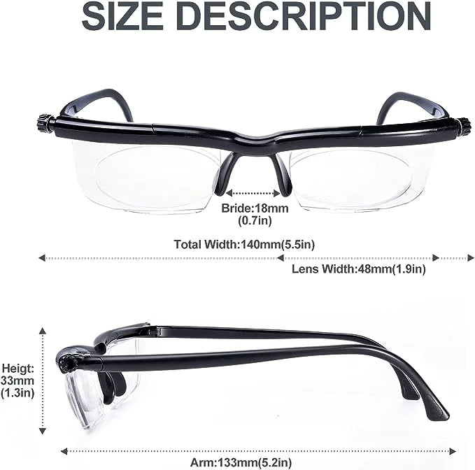 Adjustable Focus Eyeglasses for Clear Vision - Variable Diopter Reading Glasses