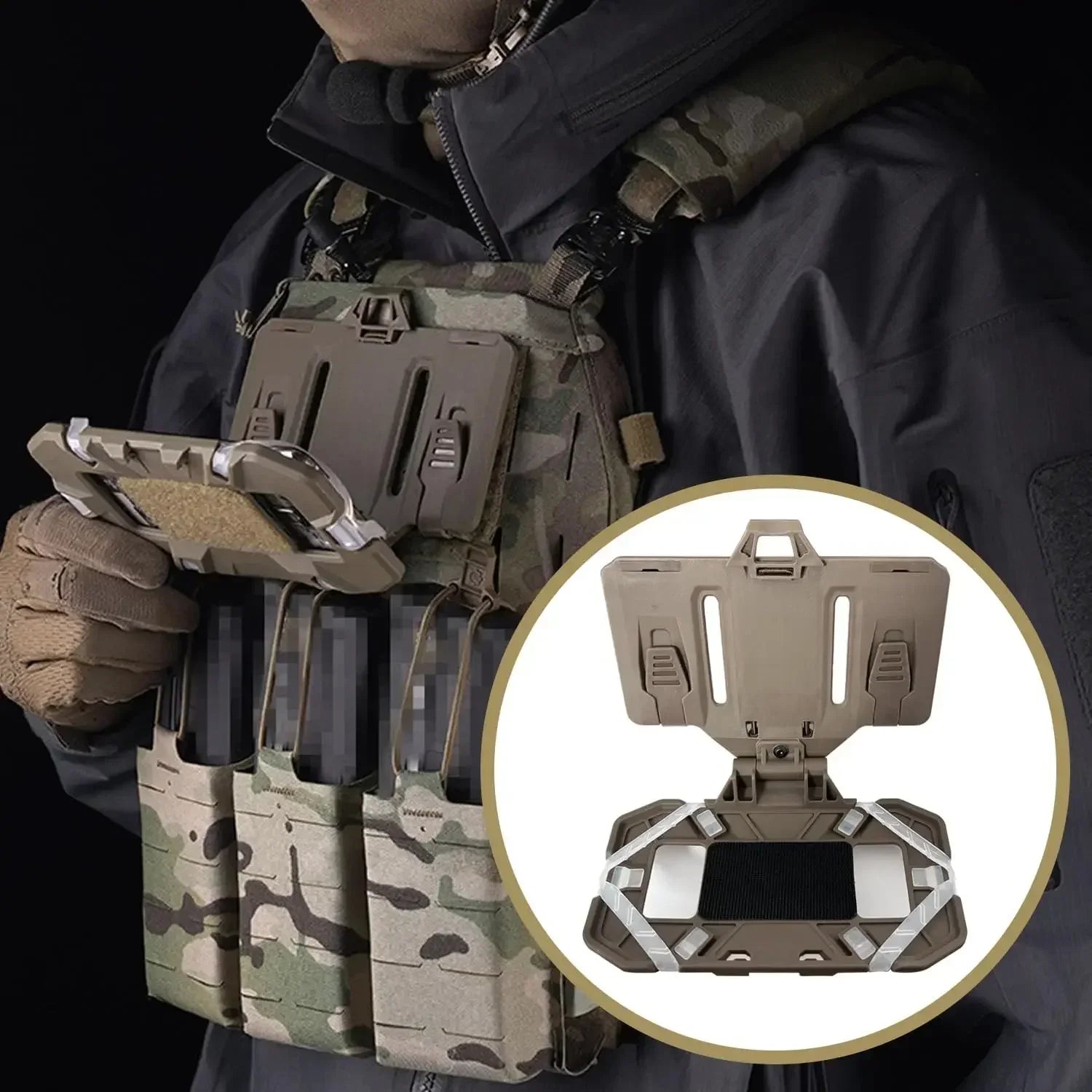 NEW Upgrade Tactical MOLLE Phone Holder, Folding Navigation Board, Cellphone Hold Gear, Airsoft Hunting Vest Accessories - Inside The Bars