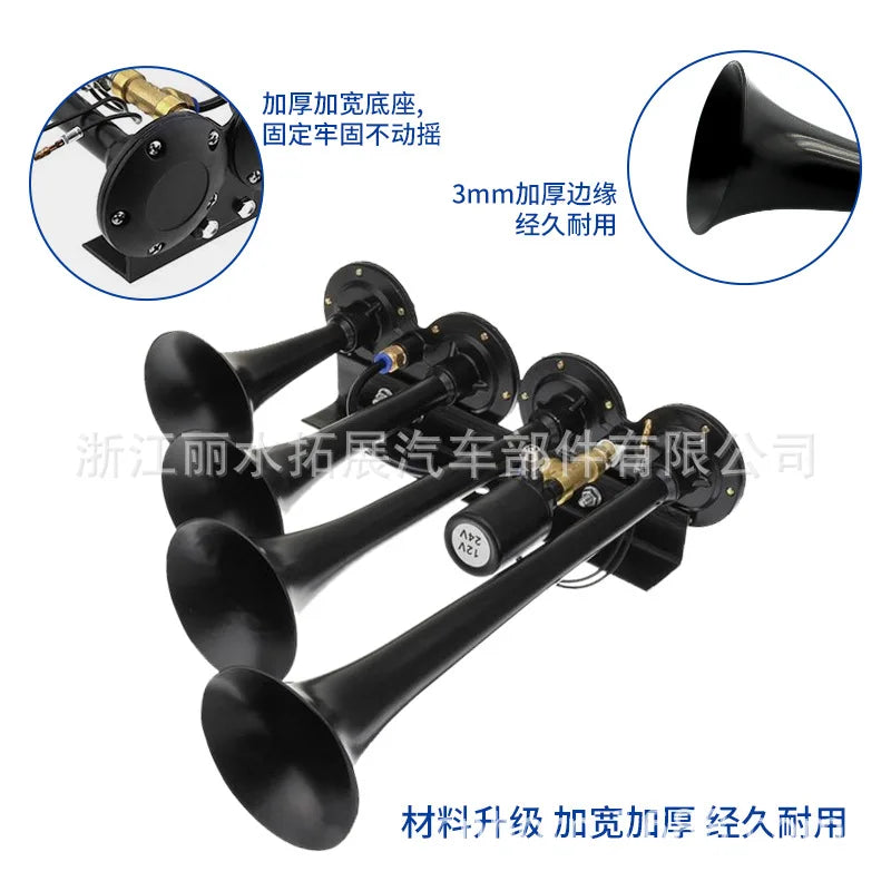 High-Performance Four-Tube Pneumatic Train Horn with Electric Control for Trucks