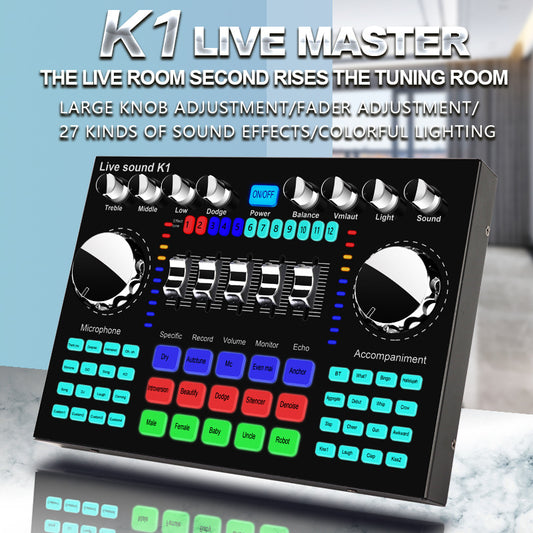 K1 Universal Sound Card Set for Live Streaming with Microphone and Karaoke for Mobile and Computer