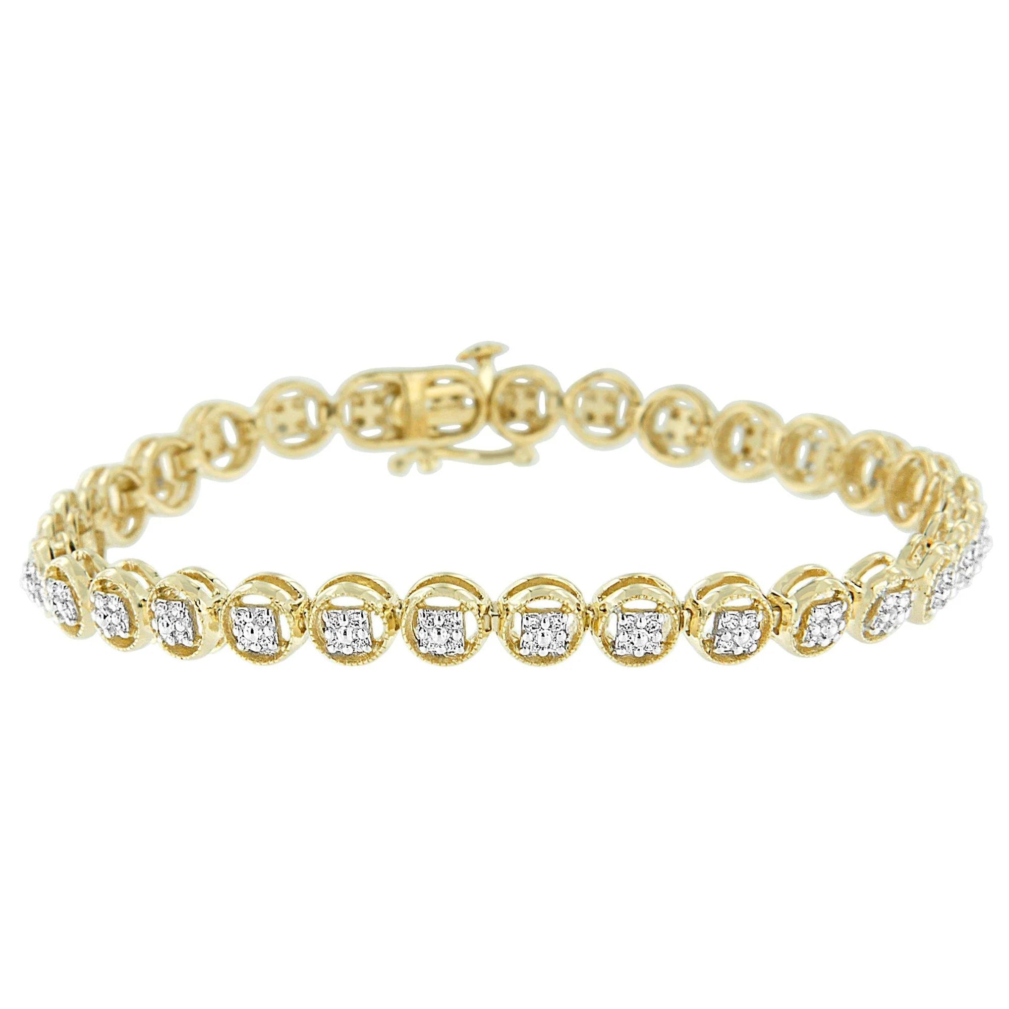 .925 Sterling Silver 1/4 Cttw Diamond 7 Inch Tennis Bracelet - Inside The Bars