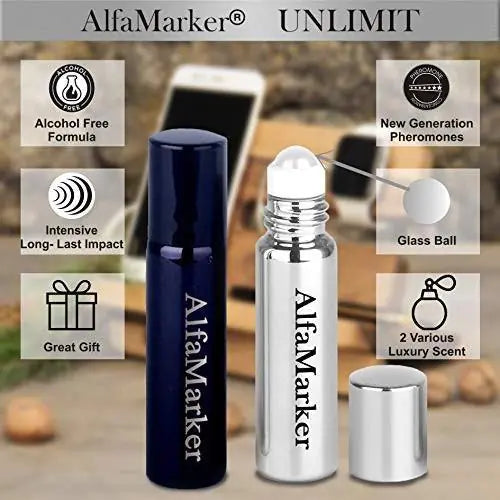 AlfaMarker Men’s Pheromone Cologne Set - 2x5 ml Irresistible Attraction Formula