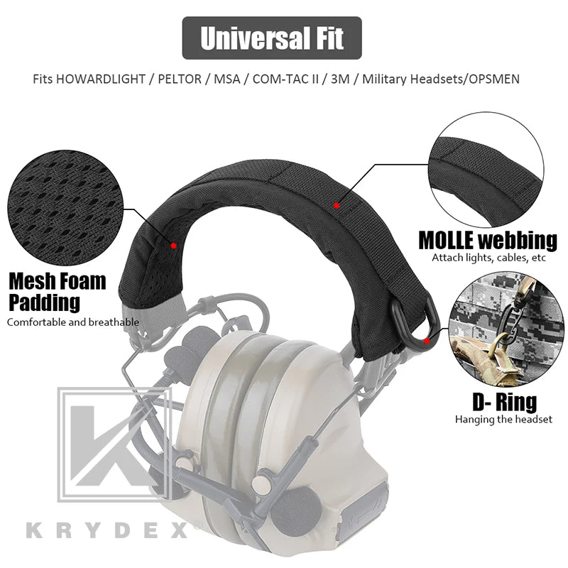 KRYDEX Tactical MOLLE Headphone Stand Cover for HOWARD PELTOR & Military Headsets - Protective Case with D-Ring - Inside The Bars