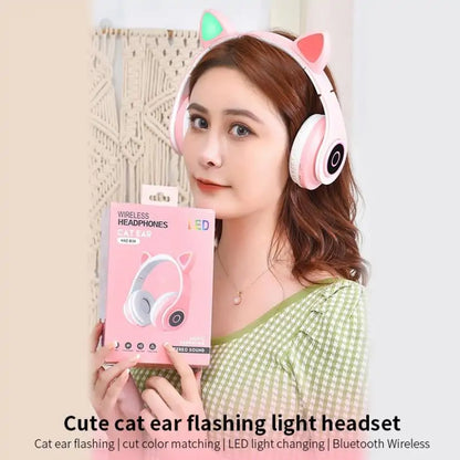 Wireless LED Cat Ear Headphones with Noise Isolation and TF Card Compatibility - Inside The Bars