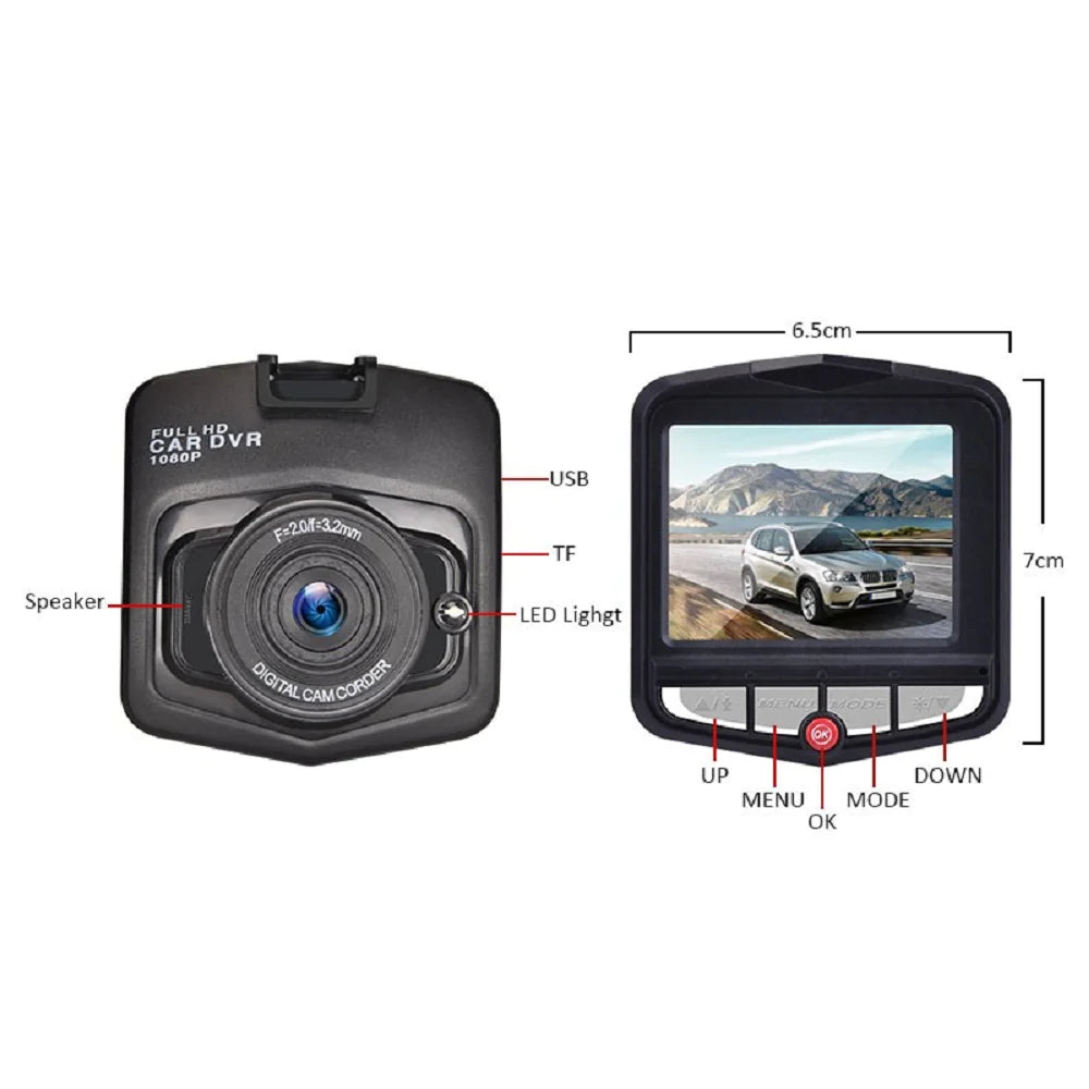 Car DVR Dash Cam 1080P with Night Vision, G-Sensor & 170° Wide Angle 2.4