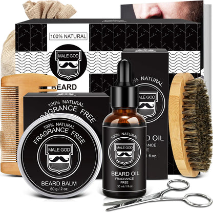 Ultimate Beard Growth Gift Set for Men - Includes Oil, Balm, Comb & Massager for Spotty Beards - Perfect for Christmas & Birthday Celebrations