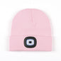 Luminous Knitted Wool Hat with USB Charging LED Light for Night Running in Autumn and Winter