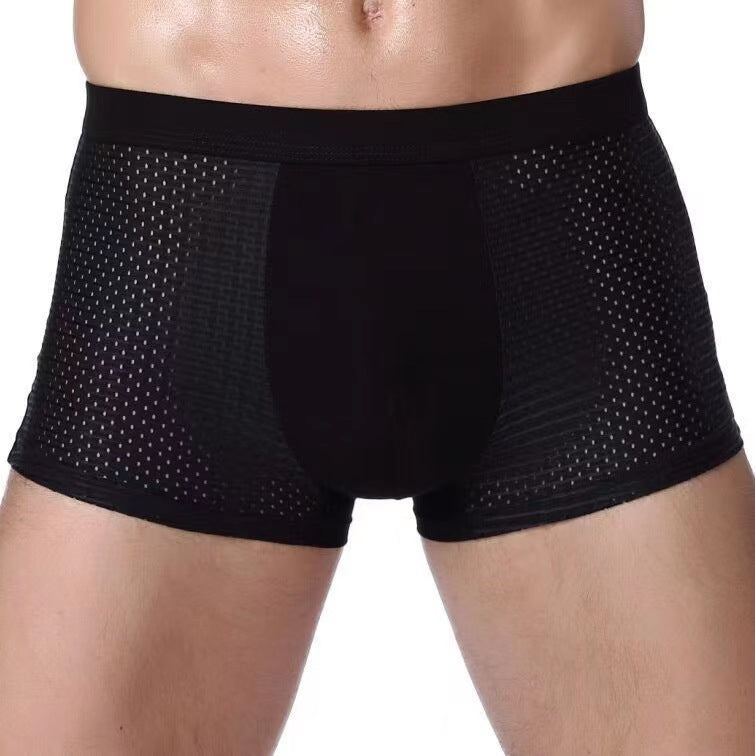 Men's High Elastic Ice Silk Mesh Boxer Briefs - Breathable and Comfortable Underwear