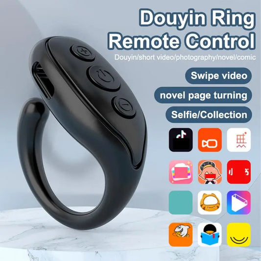 Bluetooths 5.3 Fingertip Remote Control Ring Selfie Photo Page Turner Flipping Video Controller For Tiks Tok Phone Apps - Inside The Bars