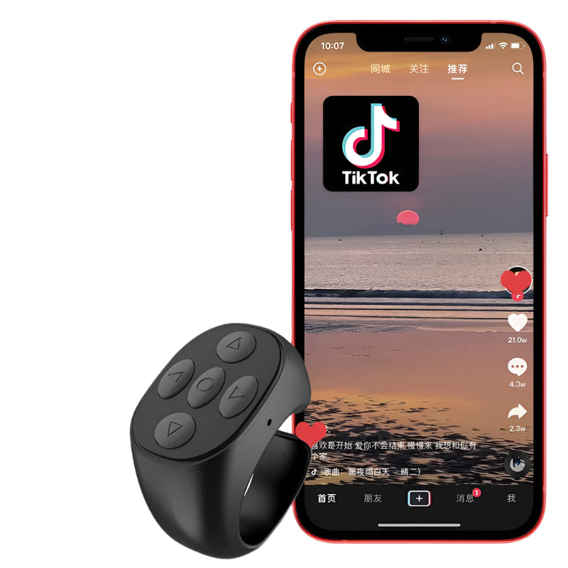 2024 Wireless TikTok Ring Controller with 4 Buttons for iPhone & Xiaomi – Effortless Fingertip Scrolling - Inside The Bars