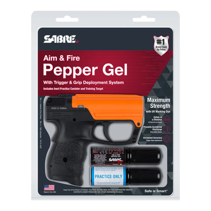 SABRE RED Aim and Fire Police-Grade Pepper Gel with Ergonomic Grip and Safety Trigger