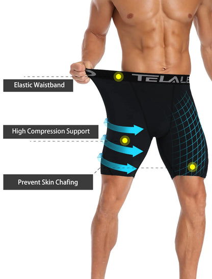 TELALEO Men's 5-Pack Athletic Compression Shorts for Performance and Workouts