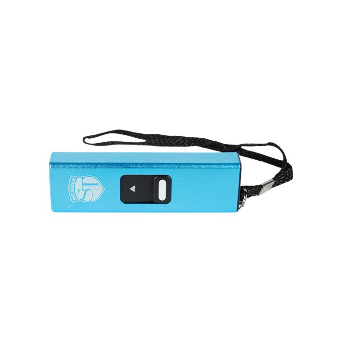 Compact 40 Million Volt Stun Gun Flashlight - Slim Design in Blue - Inside The Bars