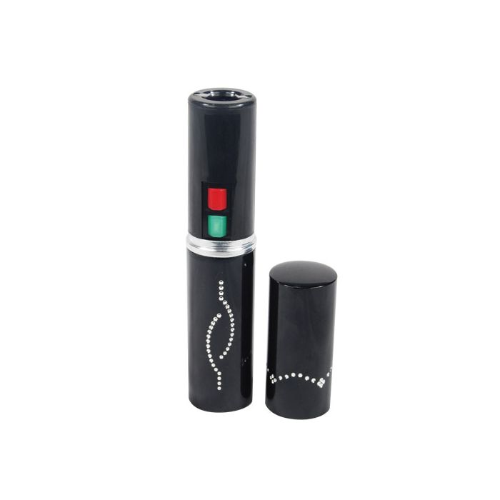 25 Million Volt Lipstick Stun Gun with Flashlight - Compact Self-Defense Device in Black - Inside The Bars