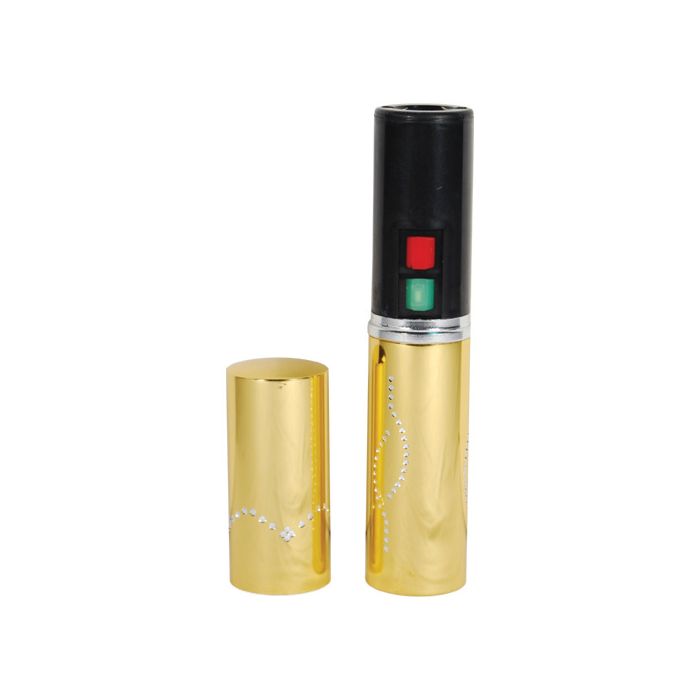 25 Million Volt Lipstick Stun Gun with Flashlight - Gold Edition - Inside The Bars