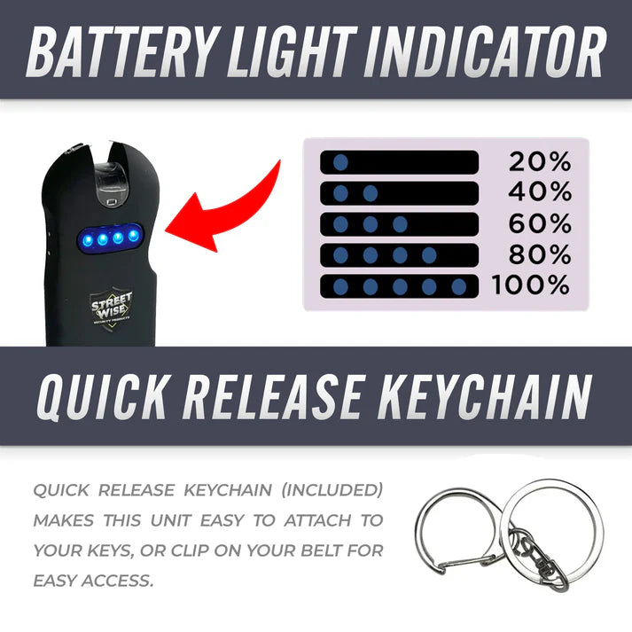 Compact 24 Million Volt Keychain Stun Gun with Flashlight