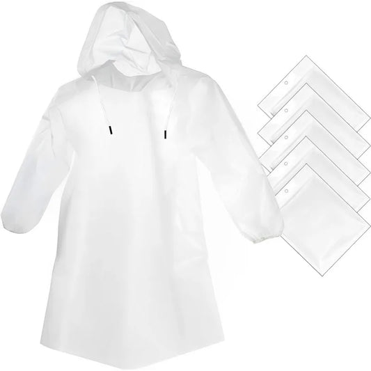 Clear Disposable Rain Ponchos for Adults with Hood