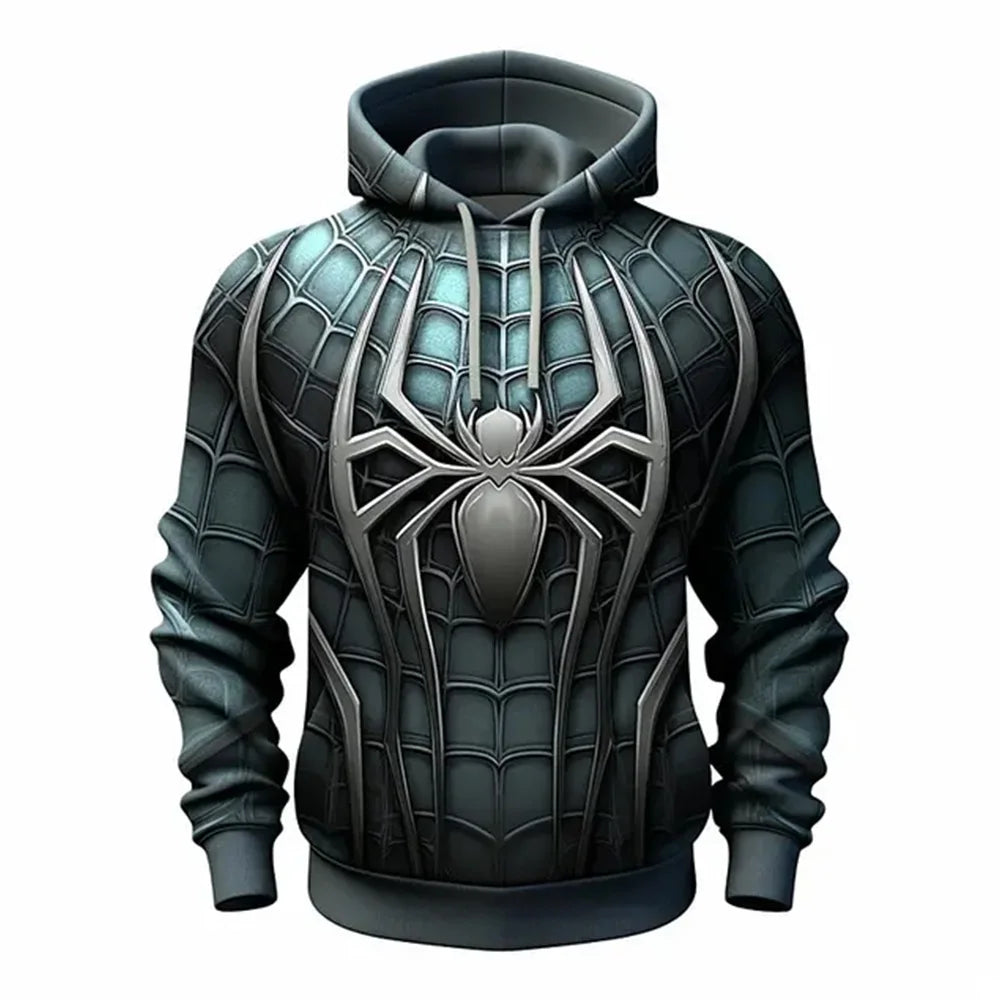 2024 Retro men's sweatshirt 3D spider print Tops casual Unisex hoodie spring Autumn oversized clothing Harajuku  hoodie jumper