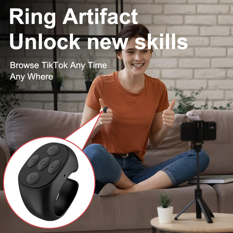 2024 Wireless TikTok Ring Controller with 4 Buttons for iPhone & Xiaomi – Effortless Fingertip Scrolling - Inside The Bars