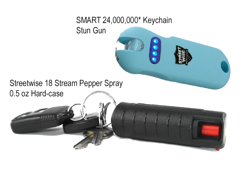 SMART Keychain Stun Gun and Streetwise Pepper Spray Combo Teal