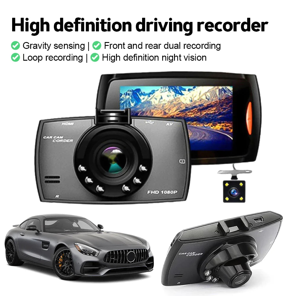 2.7'' Full HD 1080P Dual Lens Dash Cam with Night Vision & G-Sensor