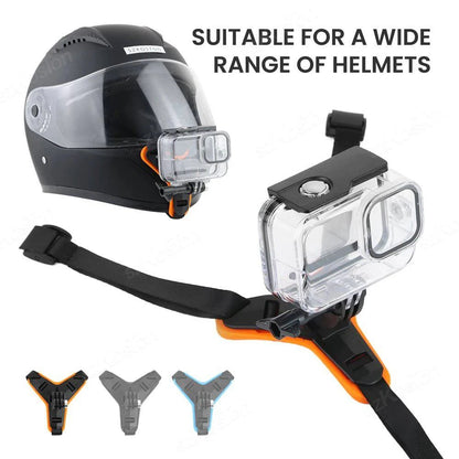 Motorcycle Helmet Chin Mount for Action Cameras - Anti-Slip Holder Compatible with GoPro & Insta360 X3 - Inside The Bars