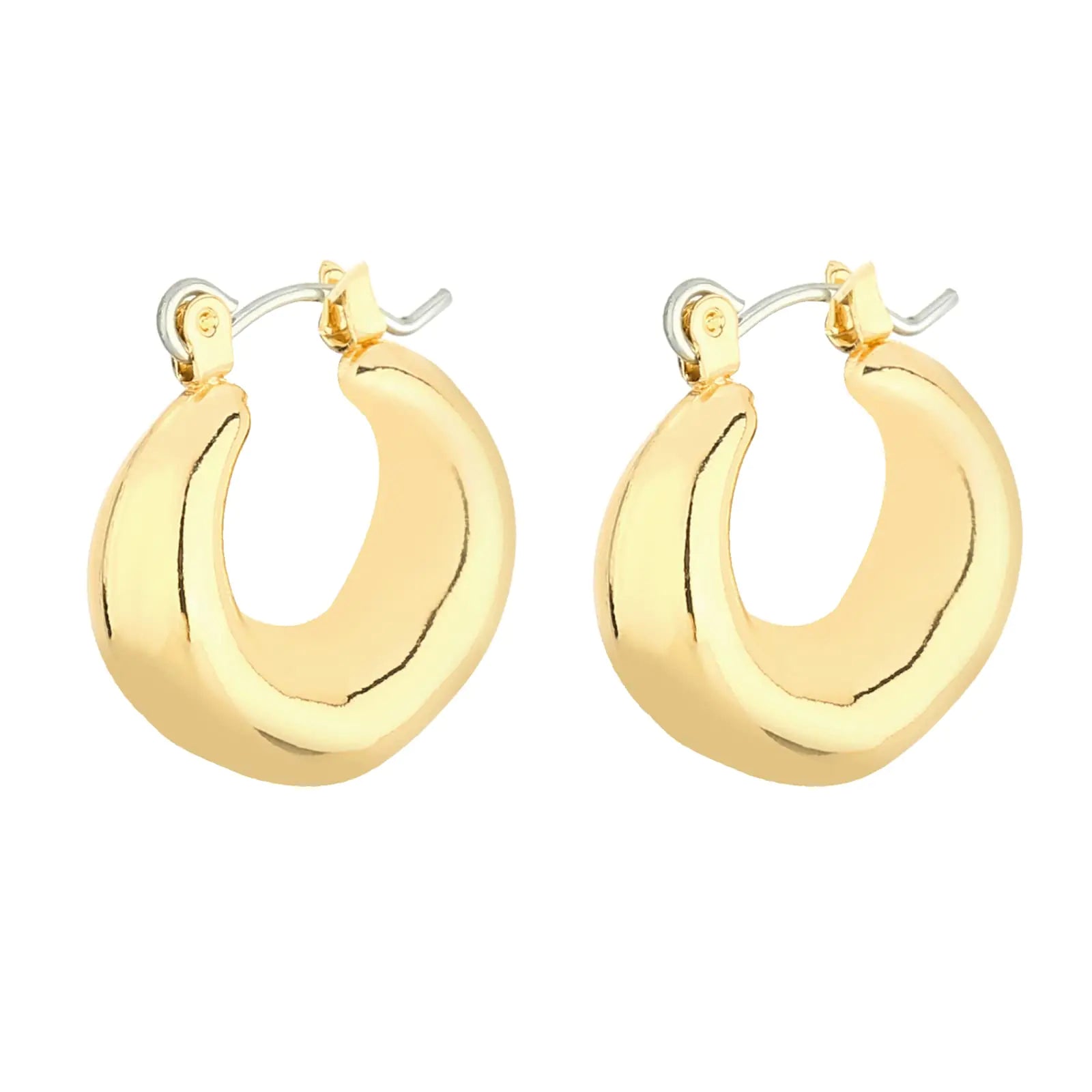 Wgoud 14K Gold Chunky Hoop Earrings Set for Women - Hypoallergenic Thick Huggie and Twist Hoops (6 Pairs)