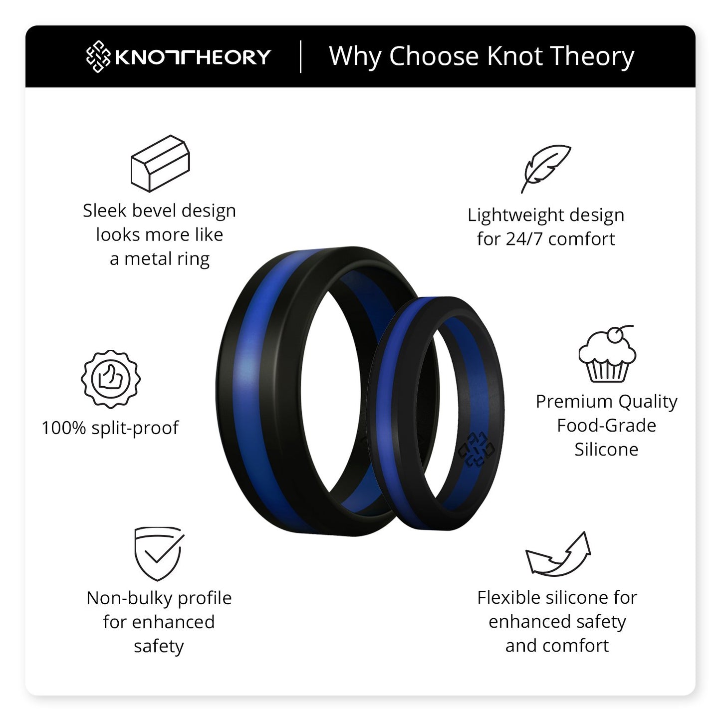 Streamlined Thin Blue Line Silicone Ring for Law Enforcement Enthusiasts