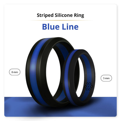 Streamlined Thin Blue Line Silicone Ring for Law Enforcement Enthusiasts