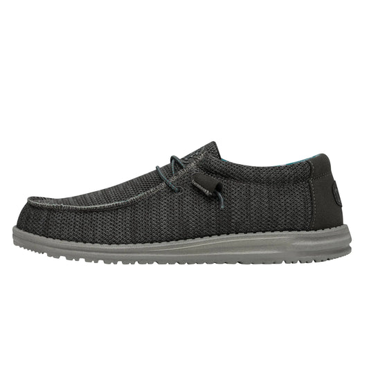 Hey Dude Men's Wally Sox | Lightweight Lace-Up Loafers for Men | Comfortable Casual Footwear in Charcoal