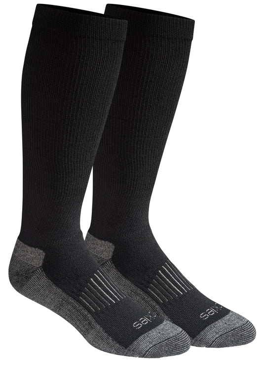 Men's light comfort compression over the calf socks Black with gray bottom