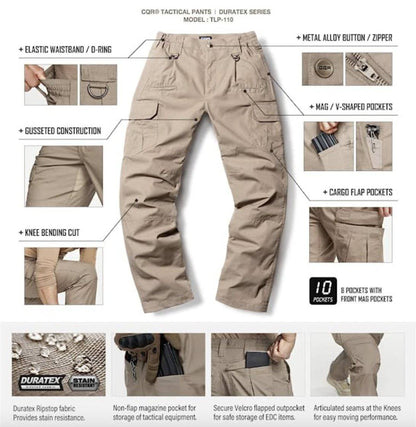 CQR Men'S Tactical Pants, Water Resistant Ripstop Cargo Pants, Khaki - Inside The Bars