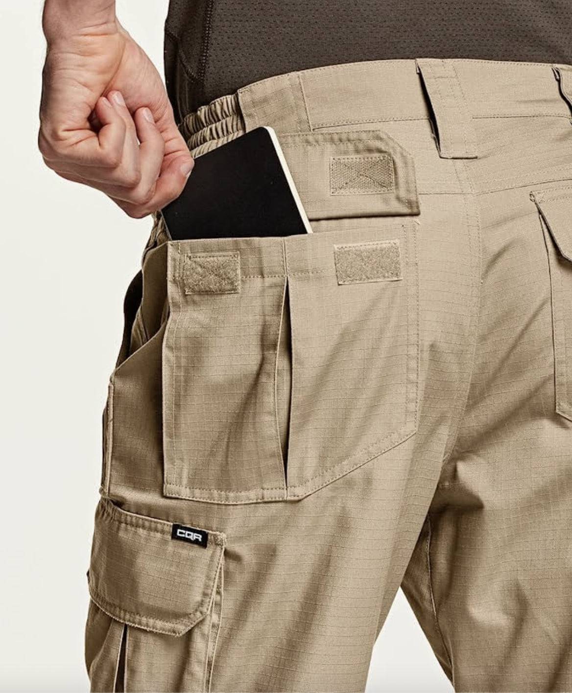 CQR Men'S Tactical Pants, Water Resistant Ripstop Cargo Pants, Khaki - Inside The Bars