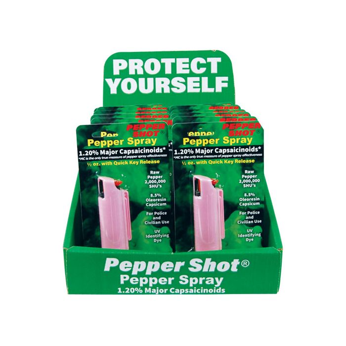 12 Pepper Shot 1.2% MC PS-HC-PINK Counter Display Pack - Inside The Bars