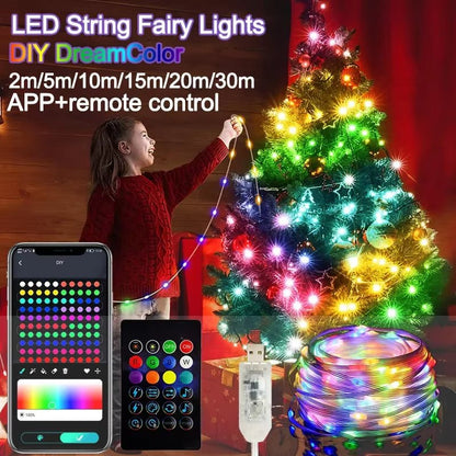 Bluetooth RGB LED Fairy Lights with Dreamcolor Effect - Waterproof Smart String Lights for Christmas and Parties - Inside The Bars