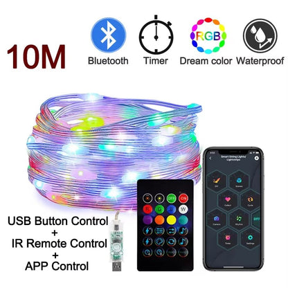 Bluetooth RGB LED Fairy Lights with Dreamcolor Effect - Waterproof Smart String Lights for Christmas and Parties - Inside The Bars