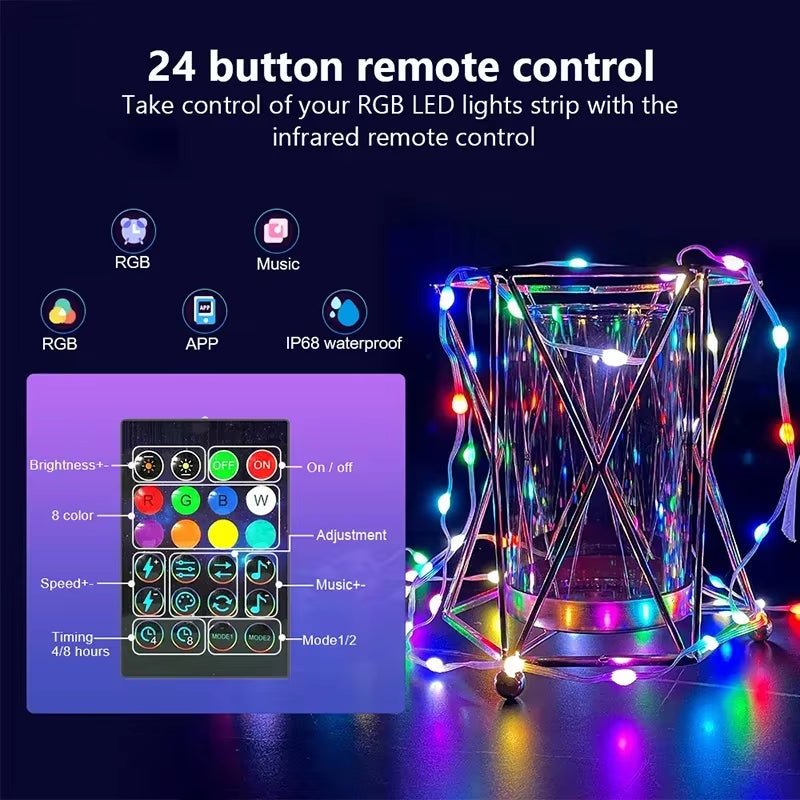 Bluetooth RGB LED Fairy Lights with Dreamcolor Effect - Waterproof Smart String Lights for Christmas and Parties - Inside The Bars