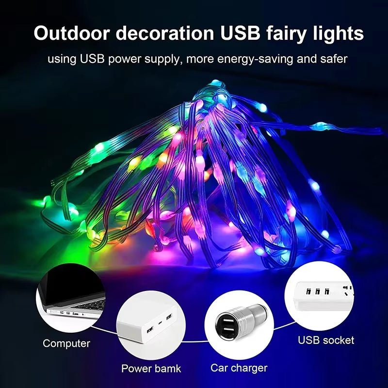 Bluetooth RGB LED Fairy Lights with Dreamcolor Effect - Waterproof Smart String Lights for Christmas and Parties - Inside The Bars