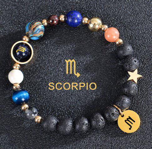 Zodiac Constellation Beaded Bracelets with Frosted Natural Stone - Inside The Bars